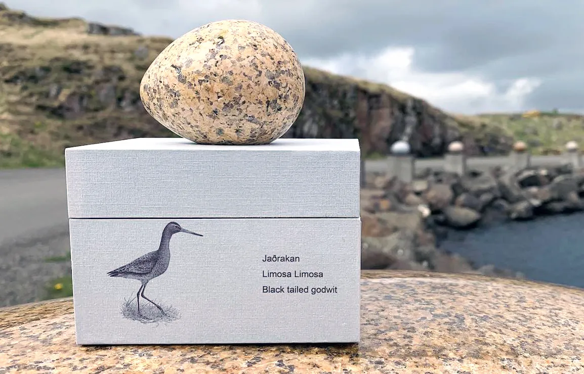 Artisanal stone bird egg from Bakkabúð Design Store in Djúpivogur, recommended by Handpicked Iceland.