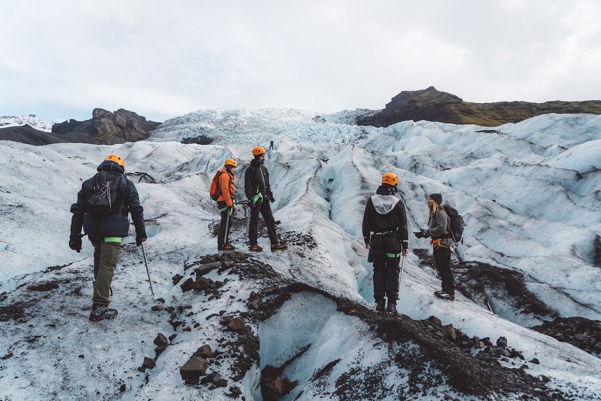 Guided glacier walk on Vatnajökull with Local Guide of Vatnajökull, featuring professional equipment and scenic ice views.