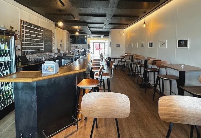 Modern craft beer taproom interior at Malbygg Bar, Reykjavik.