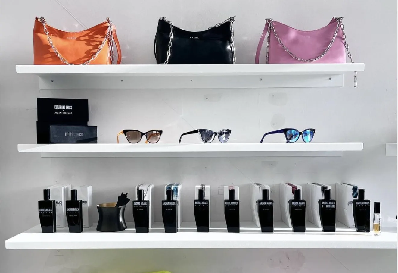 Curated Icelandic designer accessories, handbags, and fragrances at Kiosk Reykjavik.