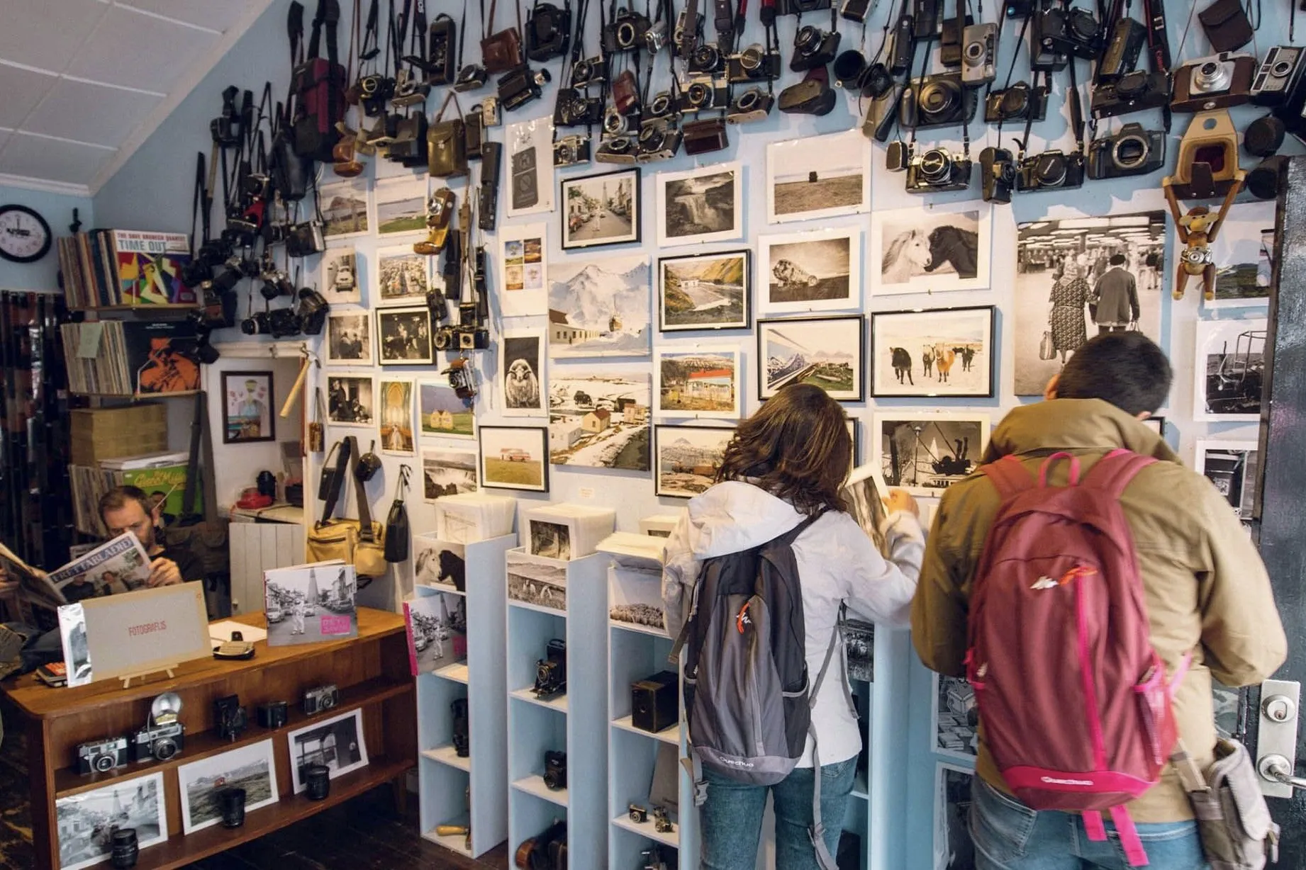 Fótógrafí Reykjavik gallery featuring contemporary Icelandic photography, vintage cameras, and rare vinyl records.