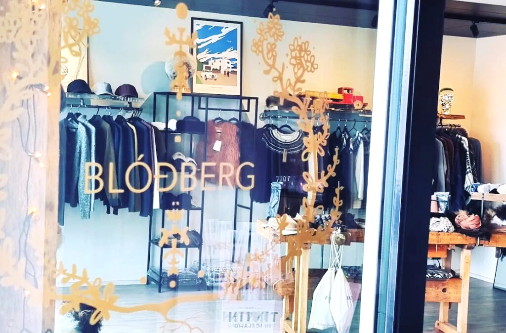 Blóðberg boutique in Akureyri showcasing authentic Icelandic fashion and home decor, recommended by Handpicked Iceland.