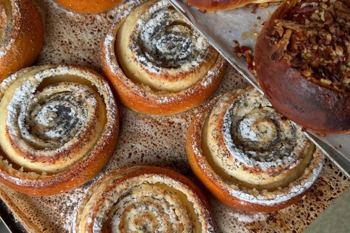 Famous organic cinnamon rolls and poppy seed pastries from Brauð & Co., Reykjavik’s premier artisanal bakery.