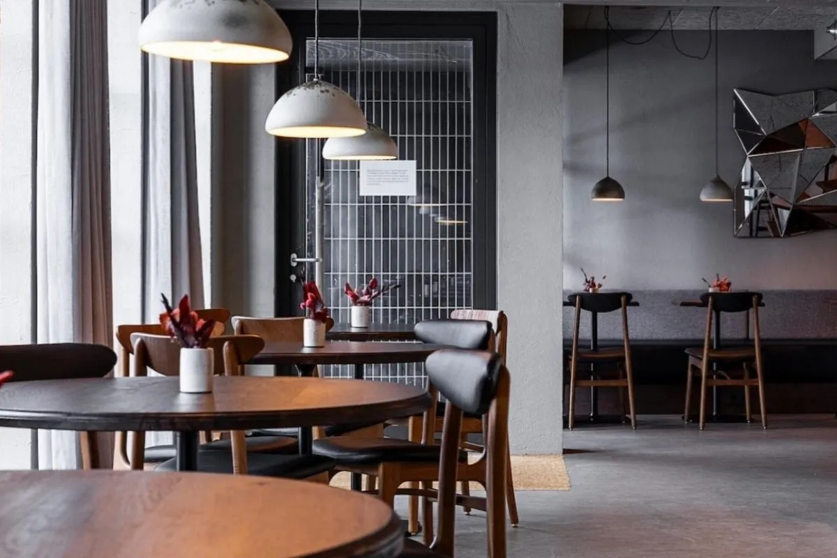Modern dining area at Hygge Café & Micro Bakery, a top-rated Nordic café in downtown Reykjavik, recommended by Handpicked Iceland