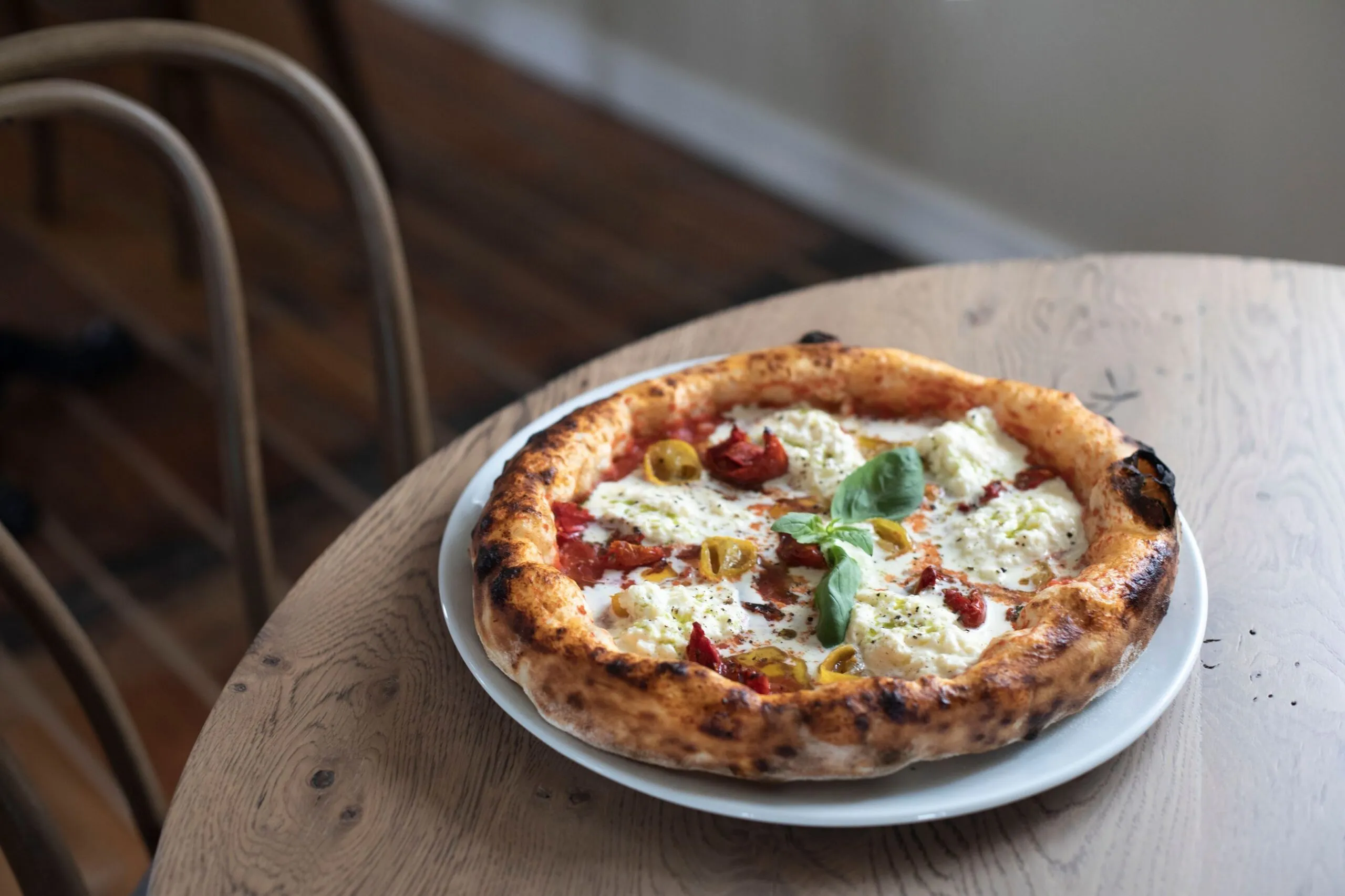 A gourmet sourdough pizza served at Ráðagerði Restaurant in Reykjavik.