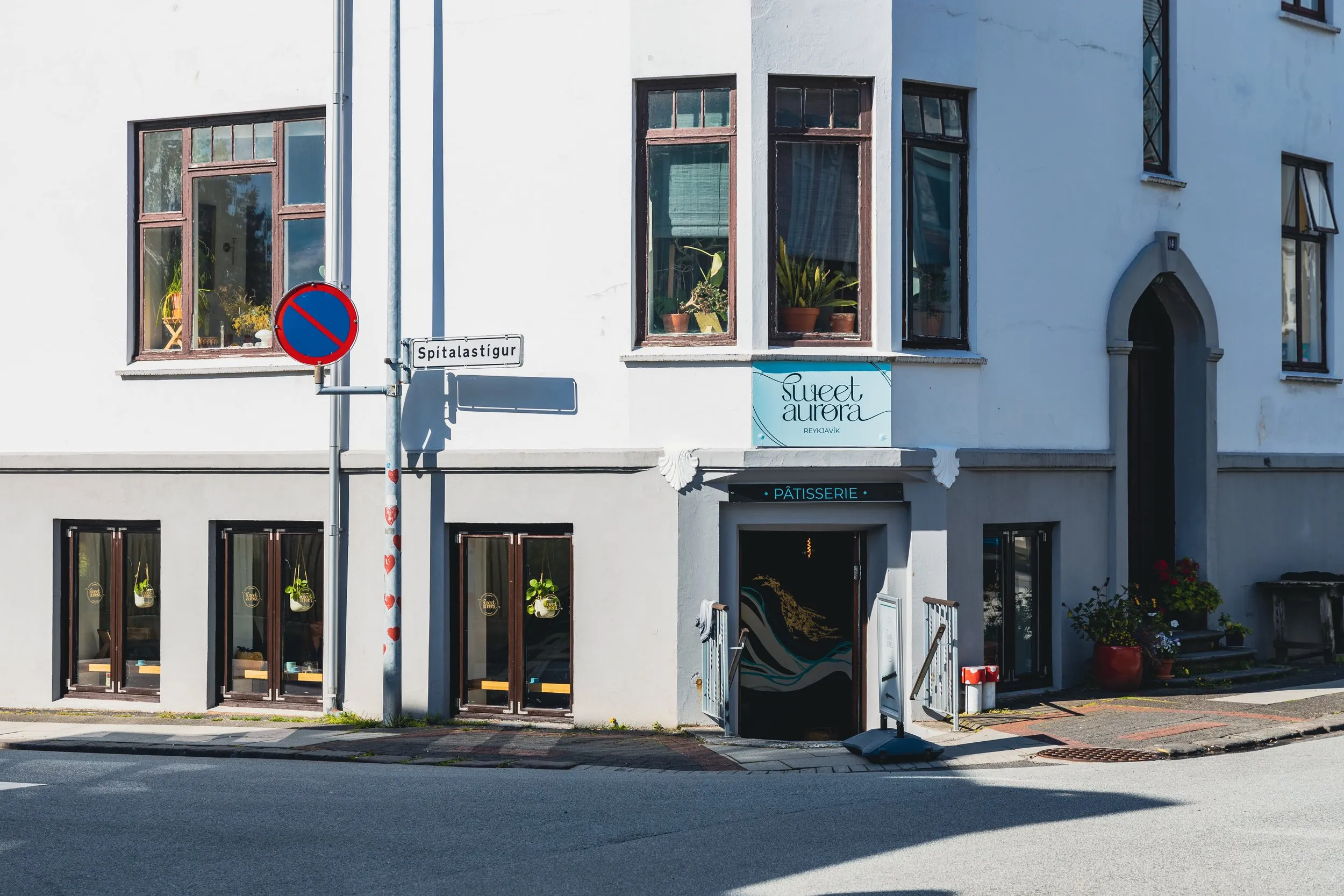Street view of Sweet Aurora Patisserie in Reykjavik, an artisan French pastry shop, recommended by Handpicked Iceland.