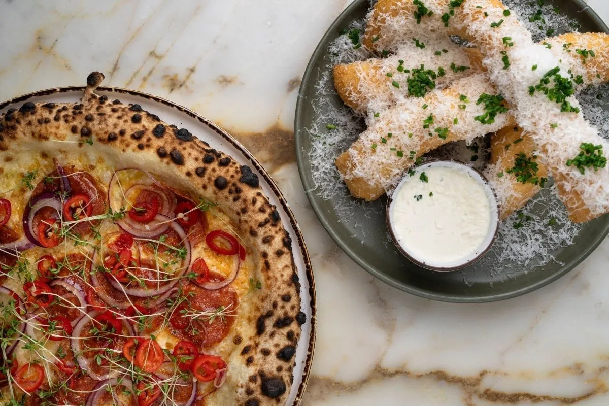 Authentic wood-fired sourdough pizza at Baka Baka restaurant in Reykjavik.