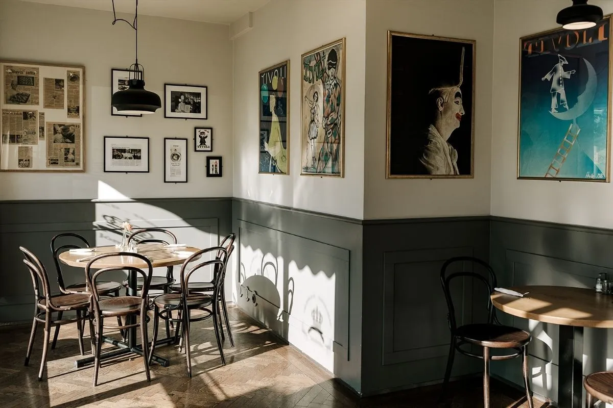 Inside Jómfrúin restaurant in Reykjavik, recommended by Handpicked Iceland.
