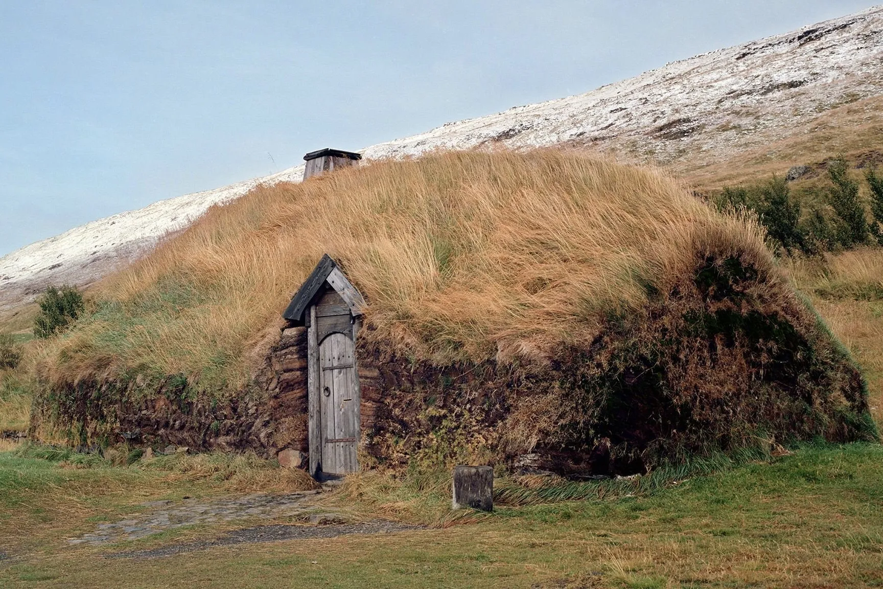 A traditional Viking longhouse at Eirik the Red’s Viking Farm in Búðardalur.