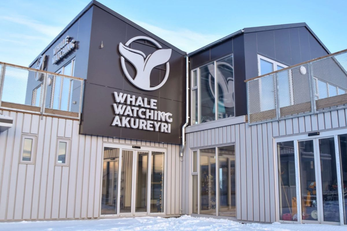 The Elding Whale Watching information and service center in Akureyri, North Iceland.