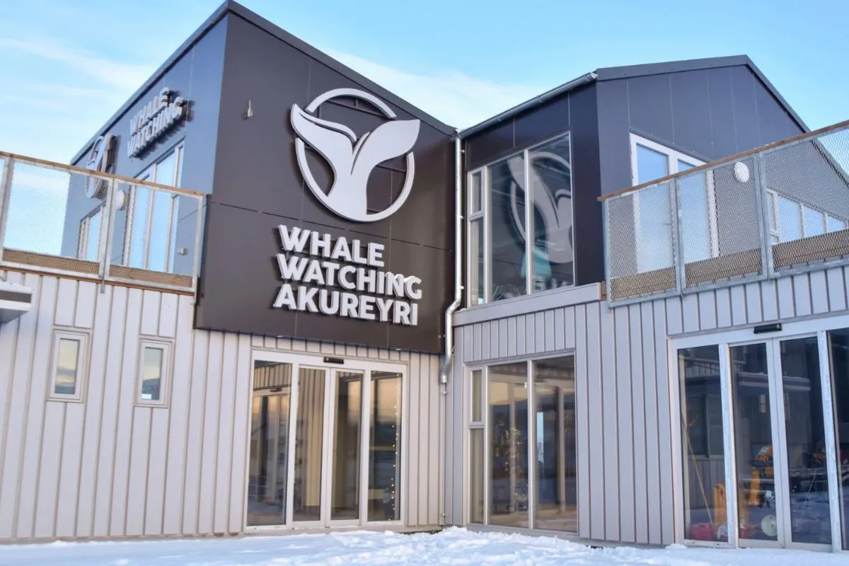 The Elding Whale Watching information and service center in Akureyri, North Iceland.