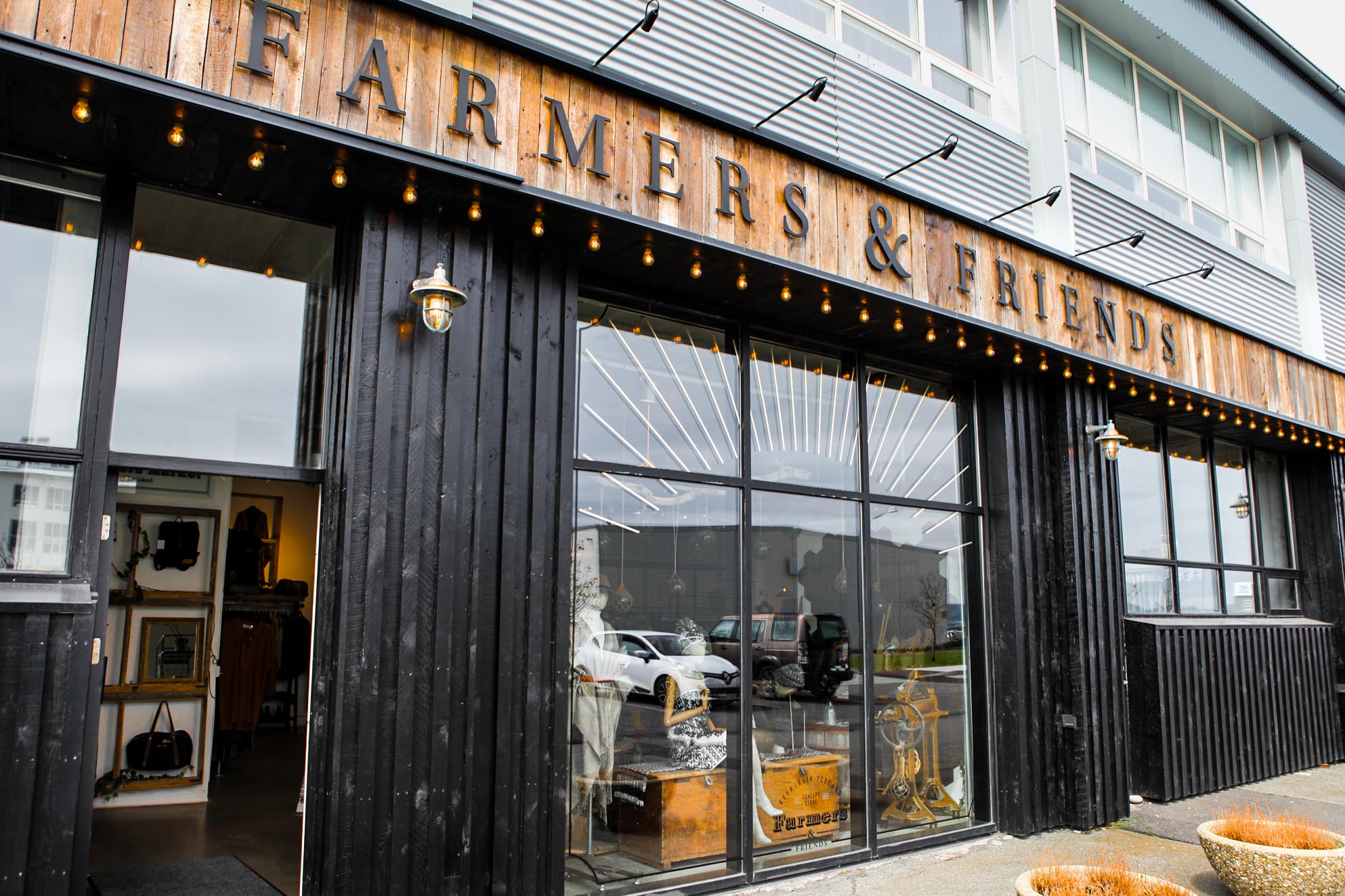 The exterior of the Farmers & Friends flagship store in Reykjavik’s Grandi Harbor District.