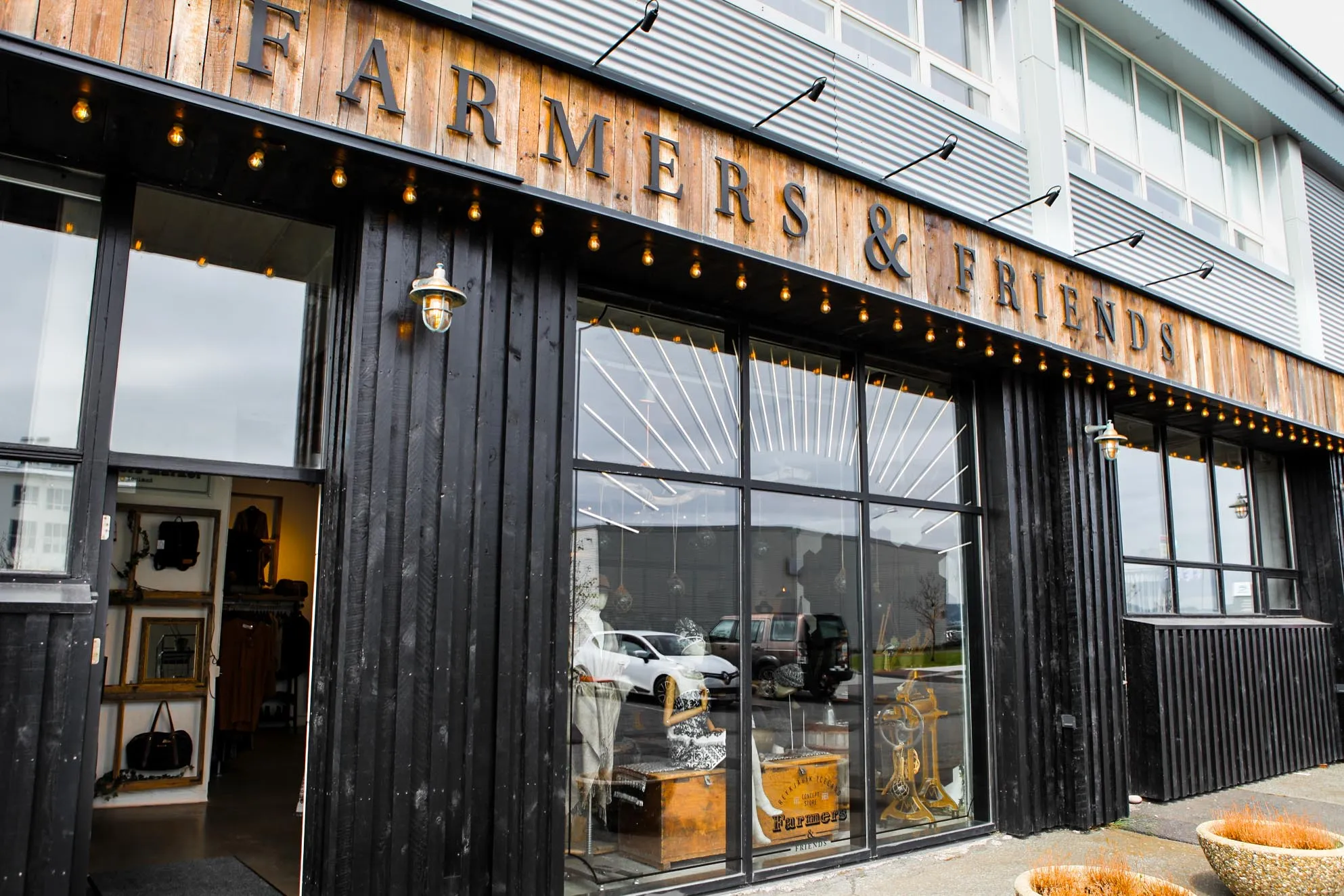 The exterior of the Farmers & Friends flagship store in Reykjavik’s Grandi Harbor District.