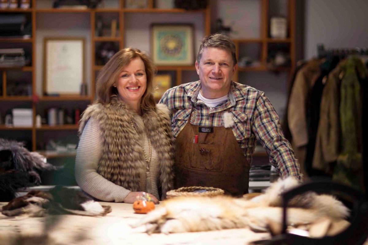 Local artisans and owners of Feldur Verkstæði furrier boutique in Reykjavik, Iceland.