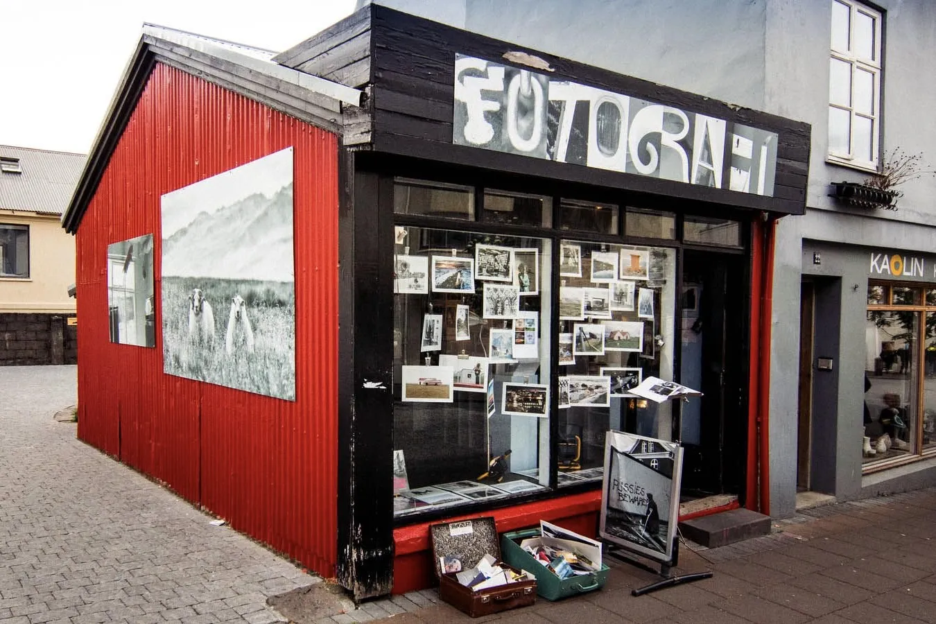 Exterior of Fotografi studio in Reykjavik, a tiny shop showcasing photography and camera collections, recommended by Handpicked Iceland.