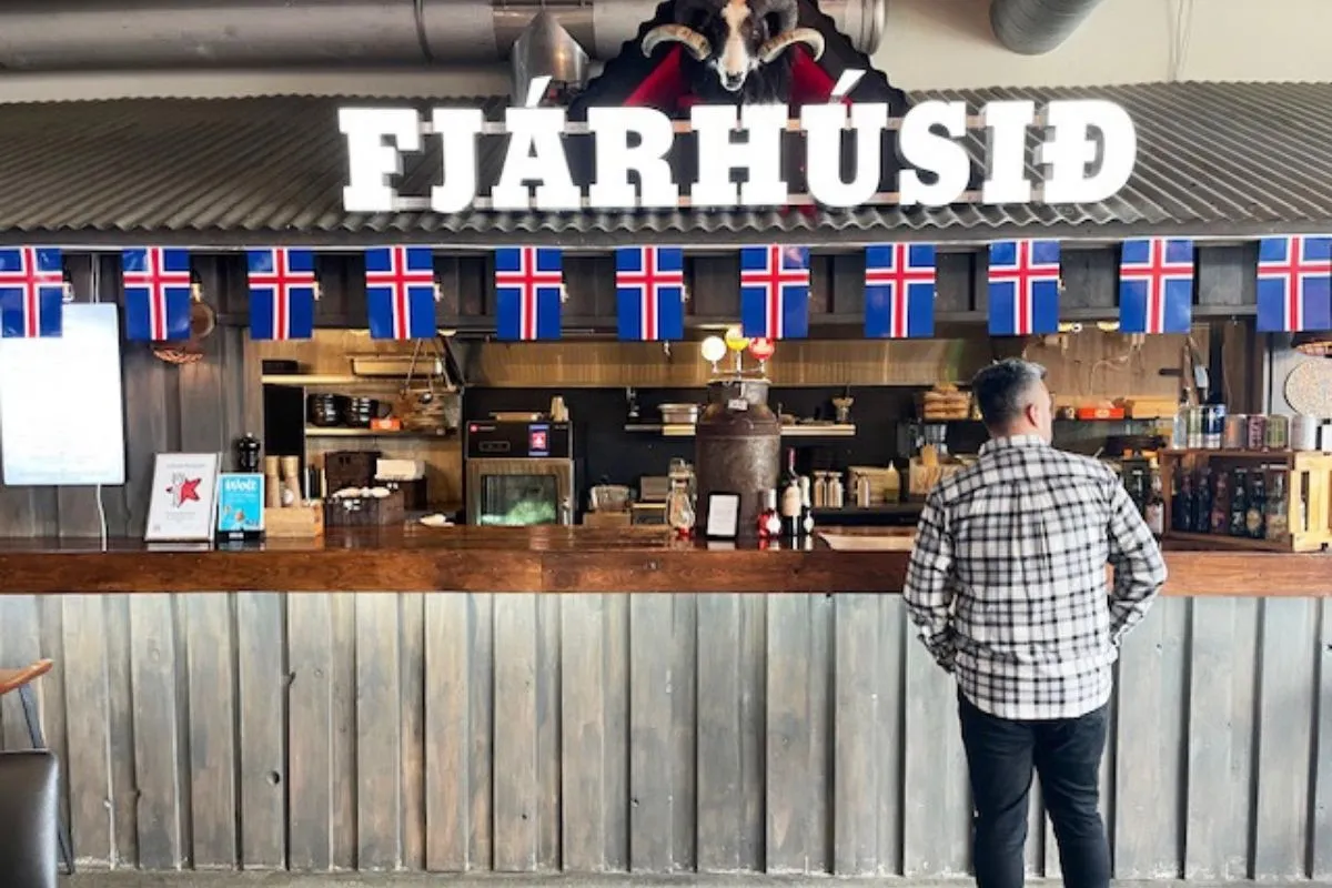Fjárhúsið at Grandi Mathöll Reykjavik, specializing in Icelandic lamb and local cuisine.