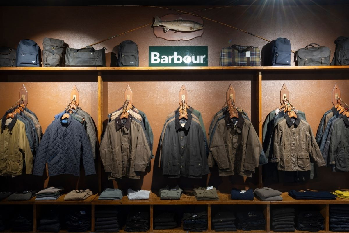 A dedicated Barbour display at Herrafataverslun Kormáks & Skjaldar in Reykjavik.