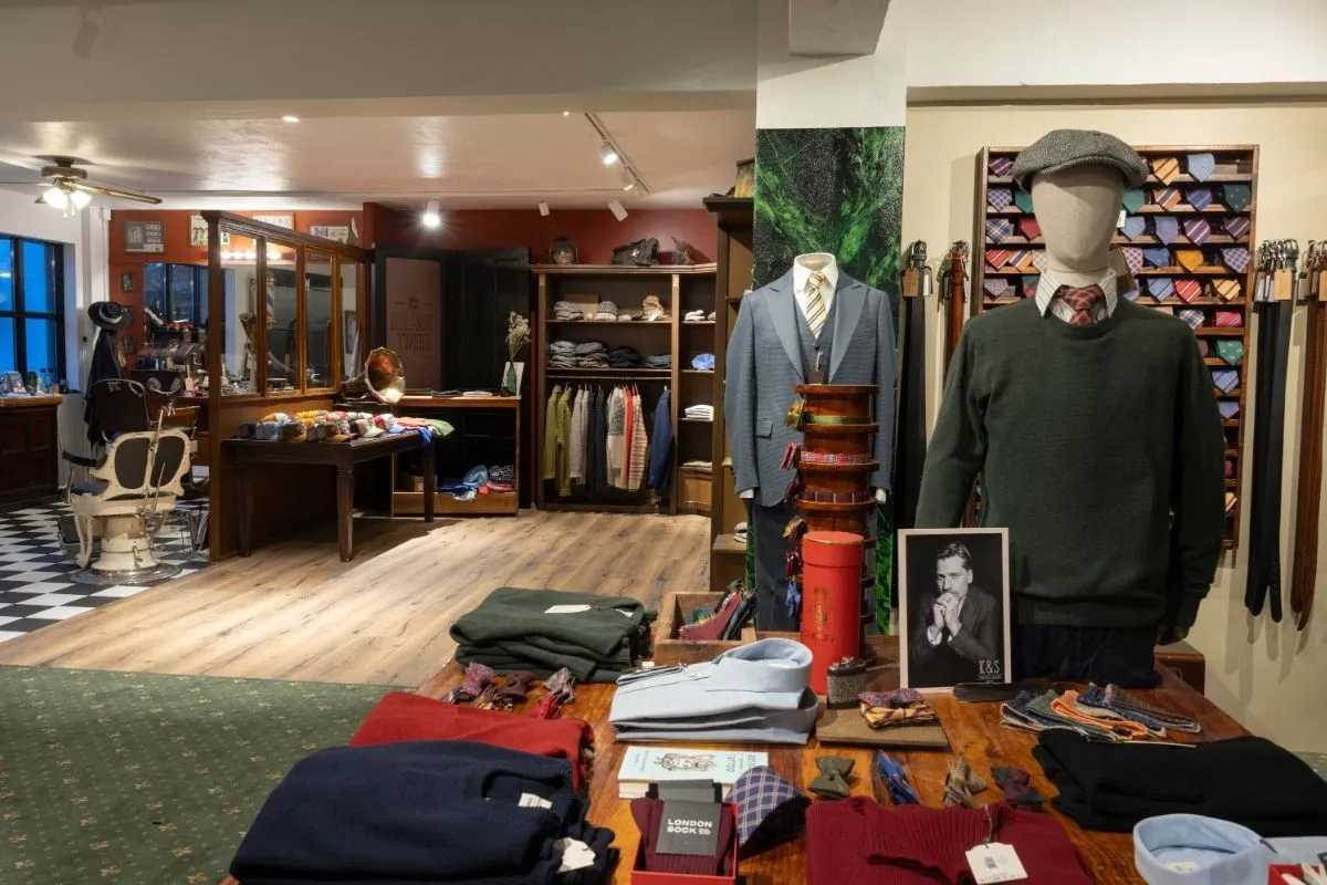 Interior of Kormákur & Skjöldur, Reykjavik’s premier destination for luxury menswear.