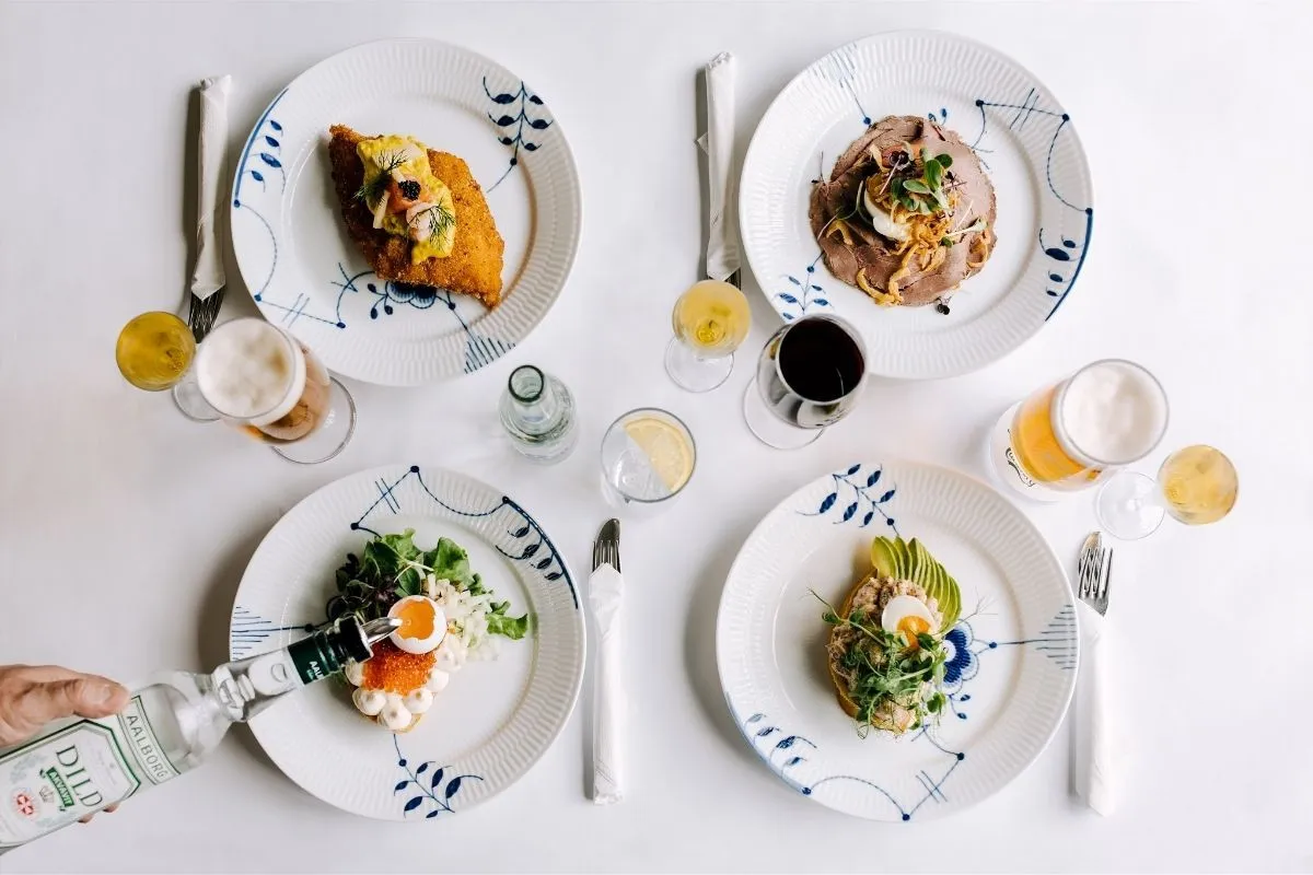 Gourmet Danish open sandwiches and schnapps service at Jómfrúin Reykjavik.