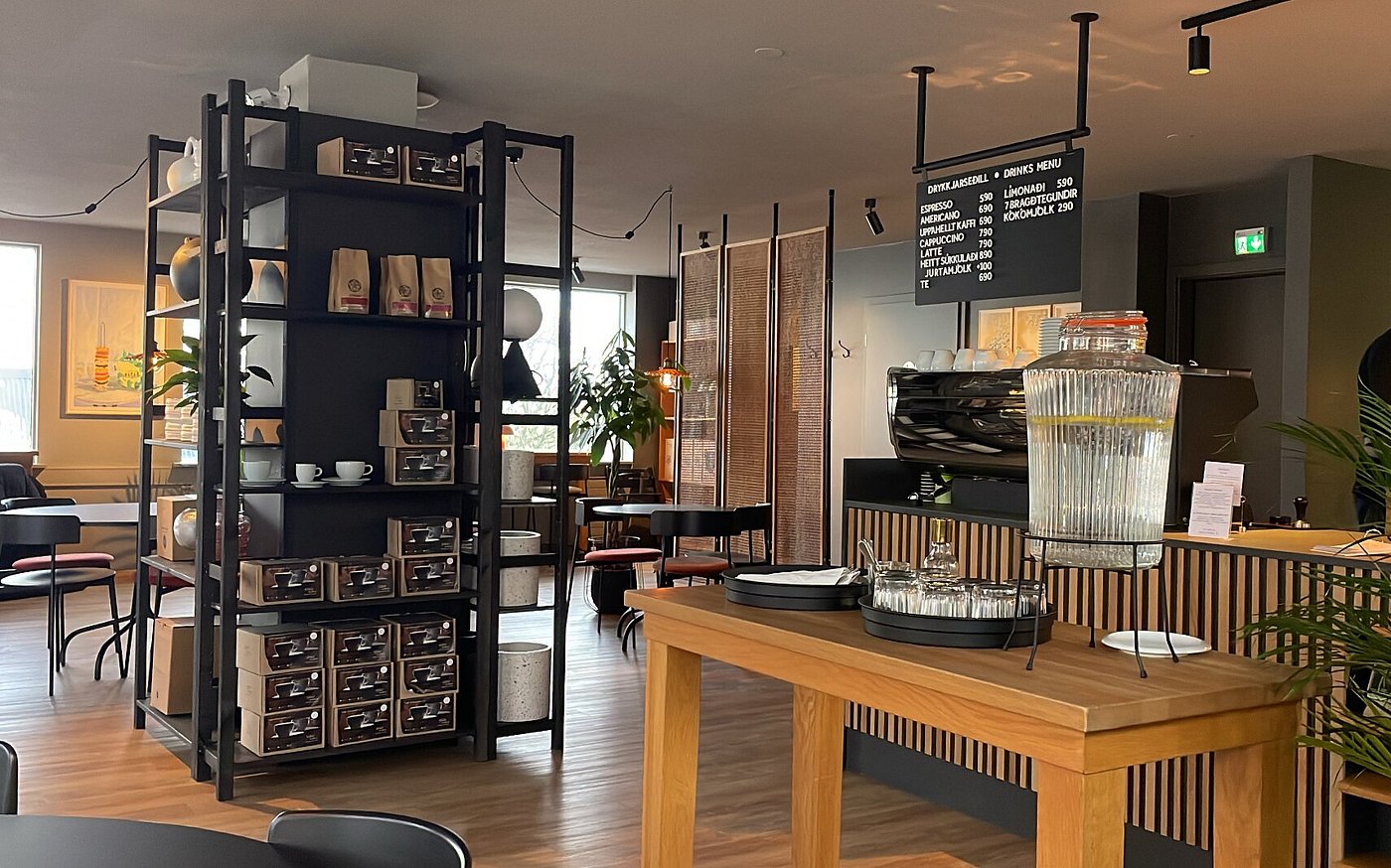 The minimalist interior of Café Kokka in Reykjavik, recommended by Handpicked Iceland.