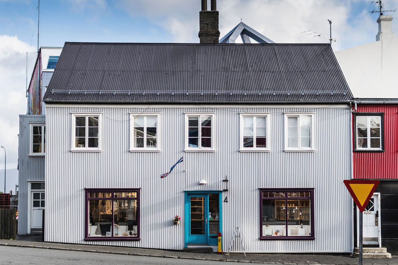 Storefront of Kirsuberjatréð Reykjavik, showcasing unique Icelandic art and design., recommended by Handpicked Iceland.