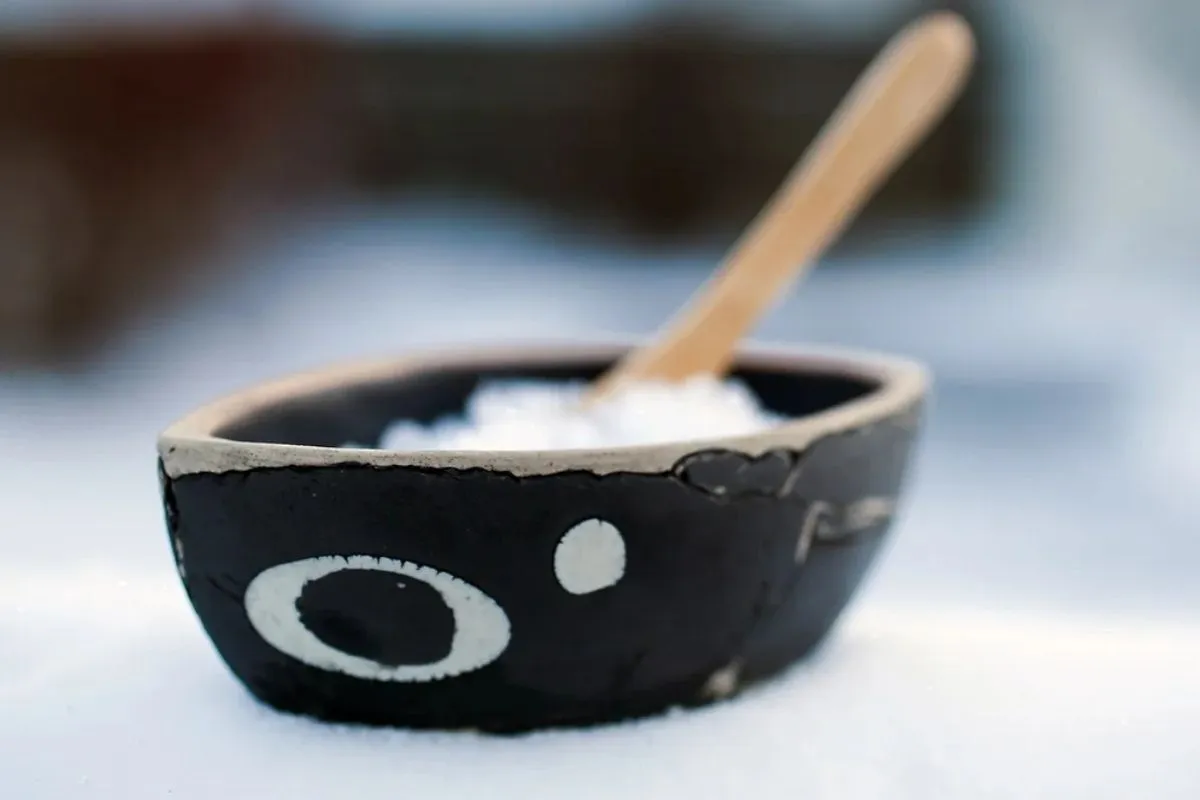 Handcrafted Icelandic ceramic salt cellar and spoon by Kogga Ceramic Studio.