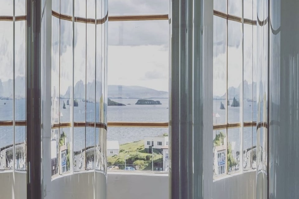 View from inside the Library of Water in Stykkishólmur, West Iceland.