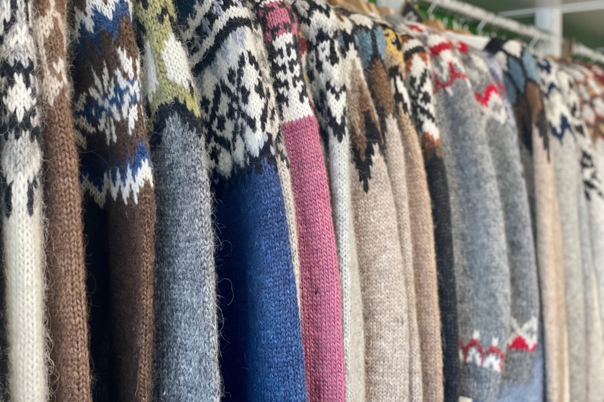 Traditional Icelandic wool sweaters at Ljómalind in Borgarnes