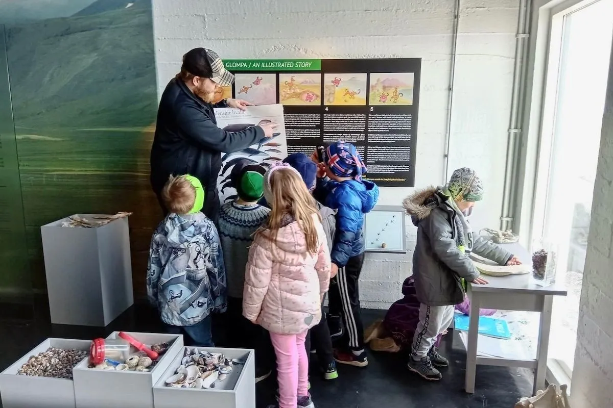 Children exploring exhibits at Malarrif Salthouse.