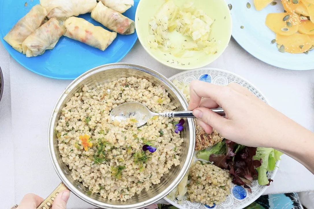 Plant-based meal at Móðir Jörð Café in Egilsstaðir.