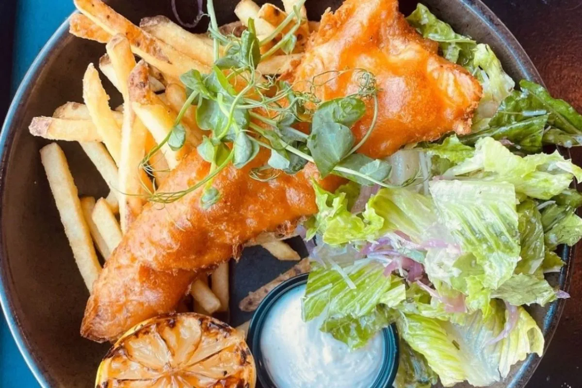 Signature Icelandic fish and chips at Mossley Street Food, located near the Sky Lagoon in Kópavogur.