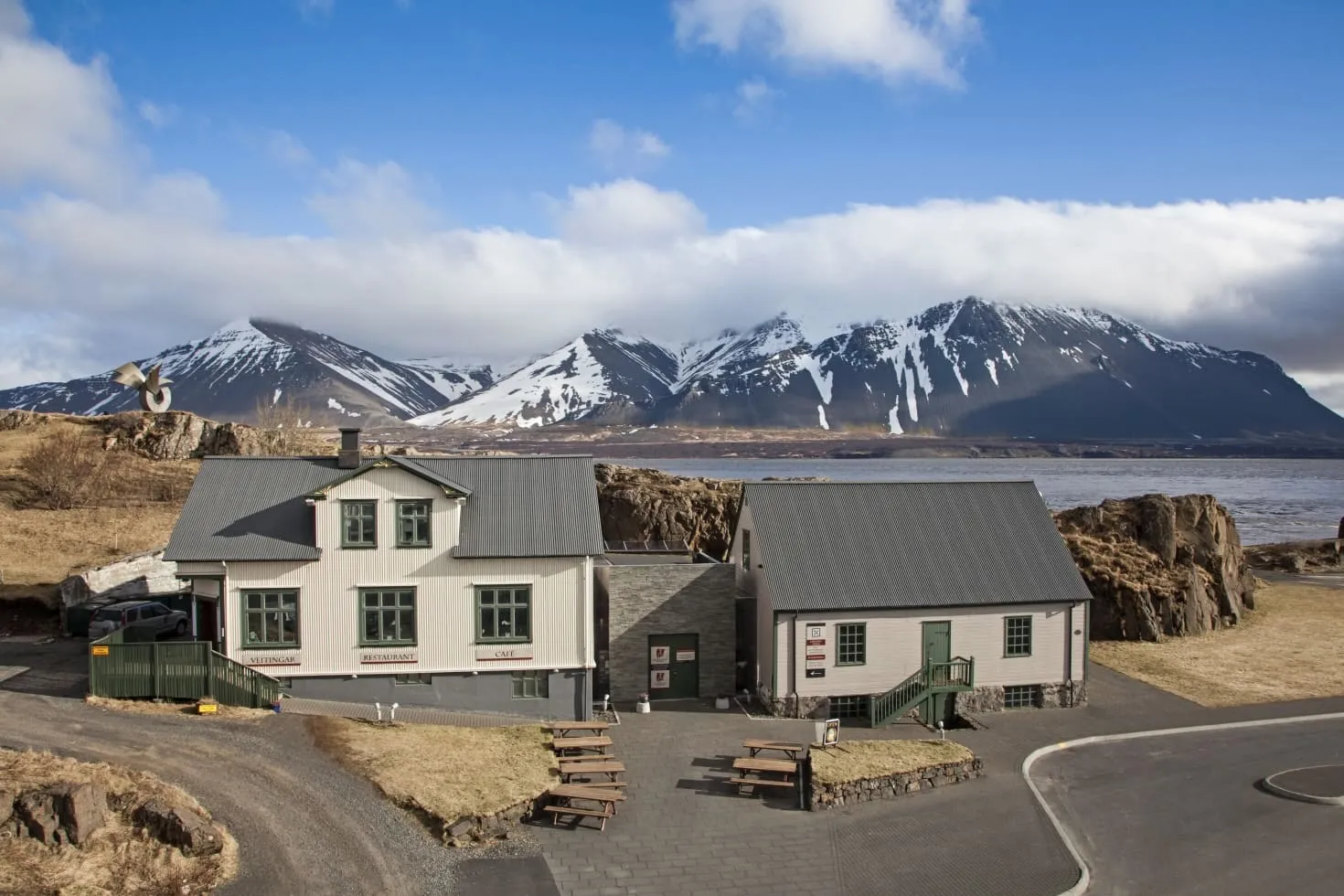 Exterior view of The Settlement Center (Landnámssetur Íslands) in Borgarnes, West Iceland, recommended by Handpicked Iceland.