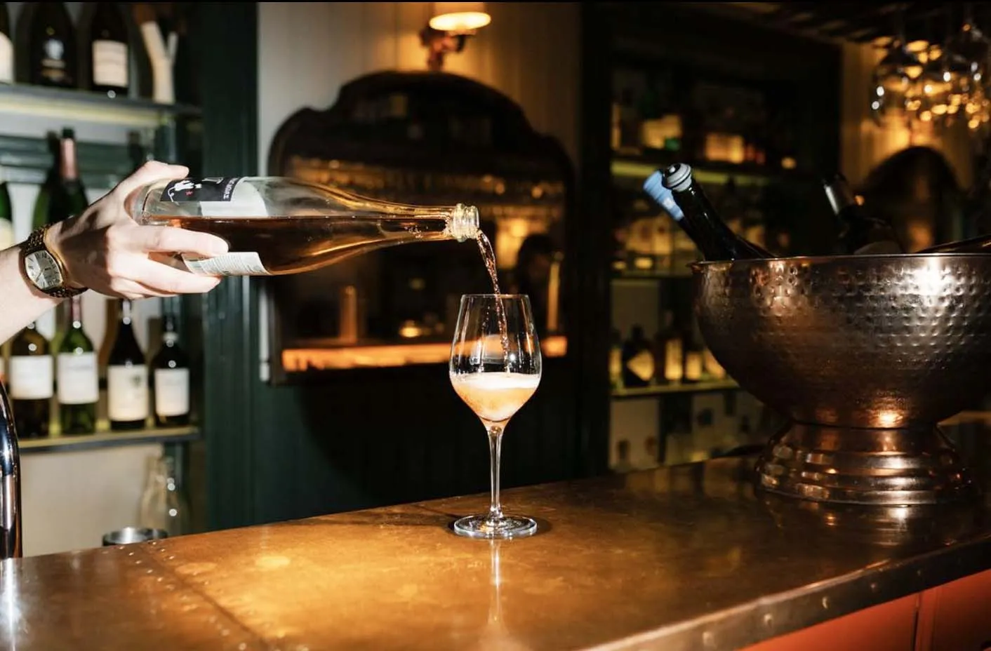 Wine service at Skreið, a modern Icelandic restaurant and bistro in downtown Reykjavik., recommended by Handpicked Iceland.