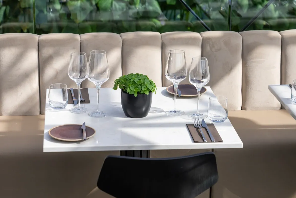 Dining area at Sól Restaurant & Greenhouse in Hafnarfjörður, recommended by Handpicked Iceland.