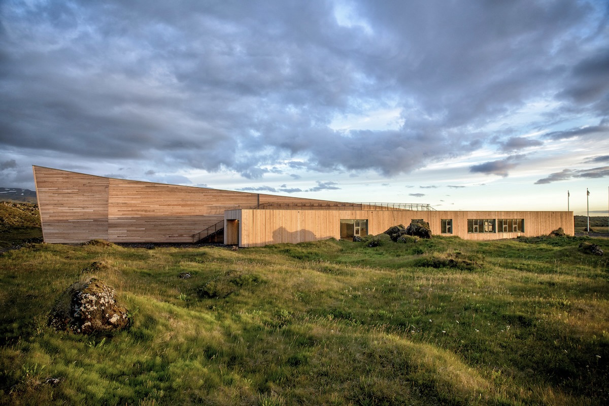Building and outdoor view of The National Park Center in Hellisandur.