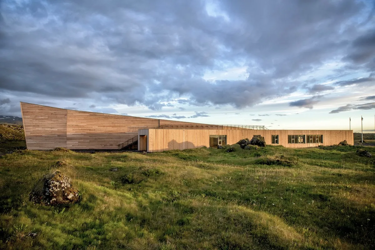 Building and outdoor view of The National Park Center in Hellisandur.