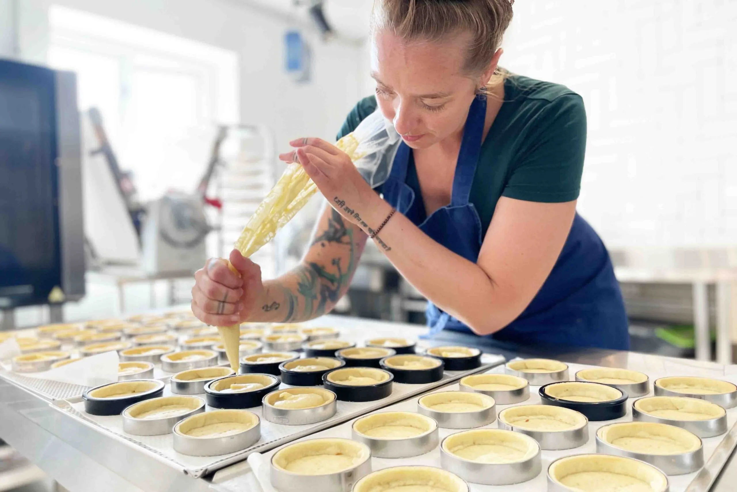Handmade French tarts prepared in the kitchen at Sweet Aurora Reykjavik.