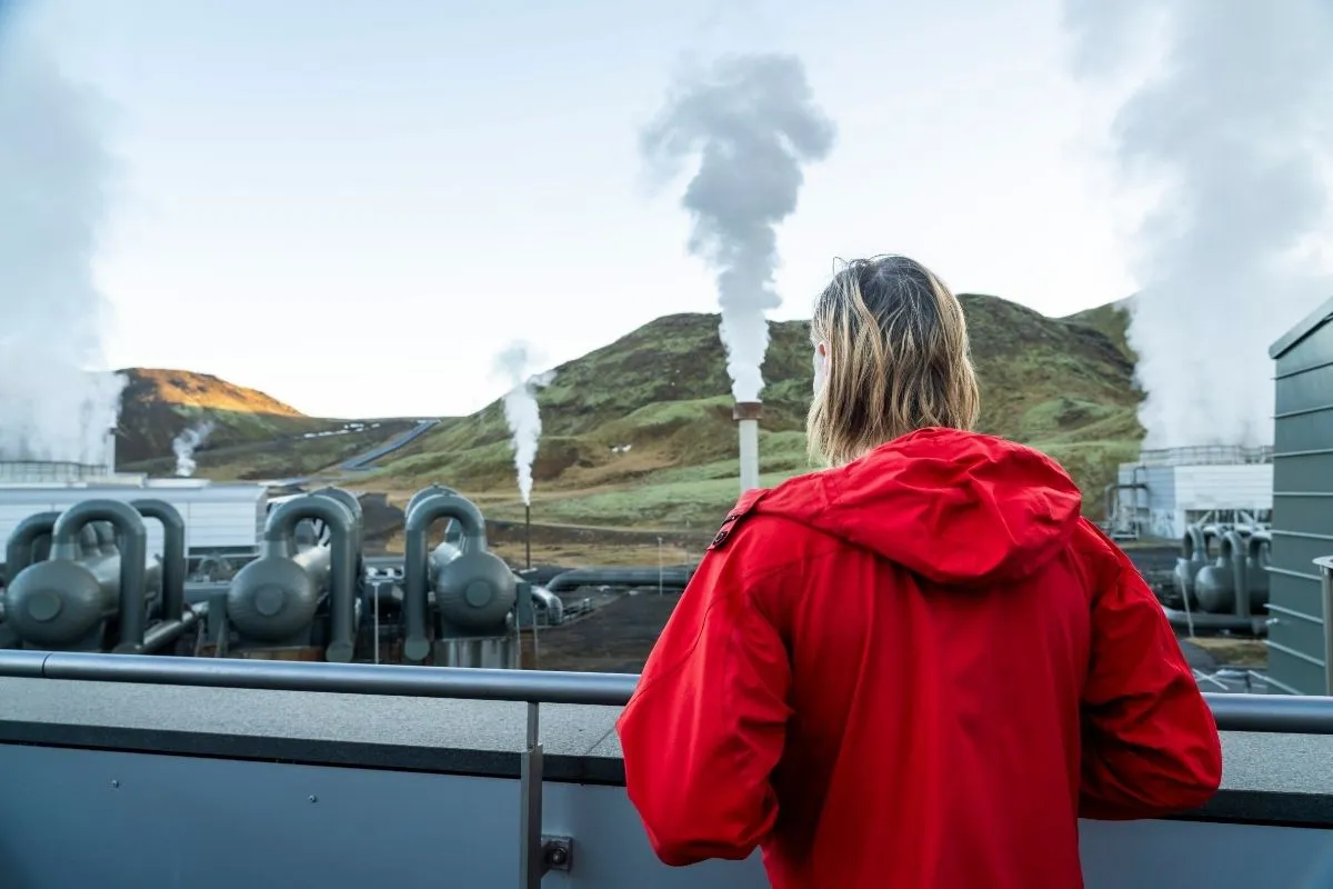 Landscape surrounding Hellisheiðarvirkjun geothermal power plant in South Iceland.
