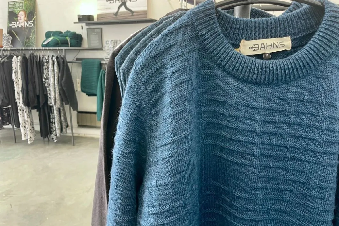 Bahns designer knitwear and clothing on display at Kiosk Reykjavik.