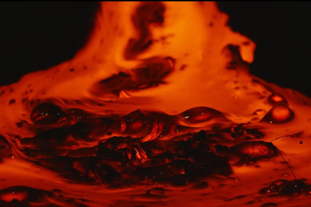 Bubbling molten lava at the Lava Show in Iceland.