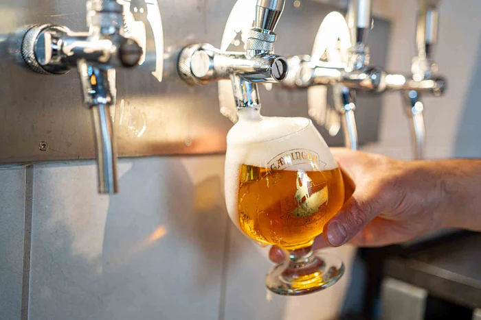 Unique backlit beer taps at Microbar & Brugg in Kópavogur, Reykjavik.