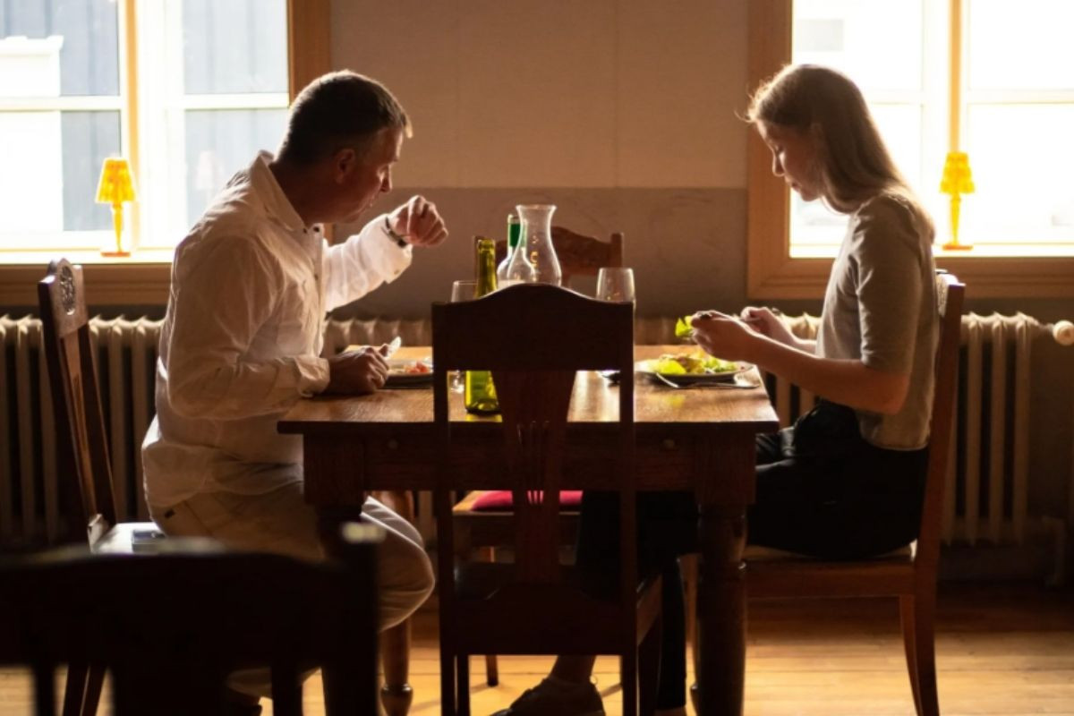 Guests enjoying a quiet, intimate meal at Siglunes Guesthouse Restaurant.