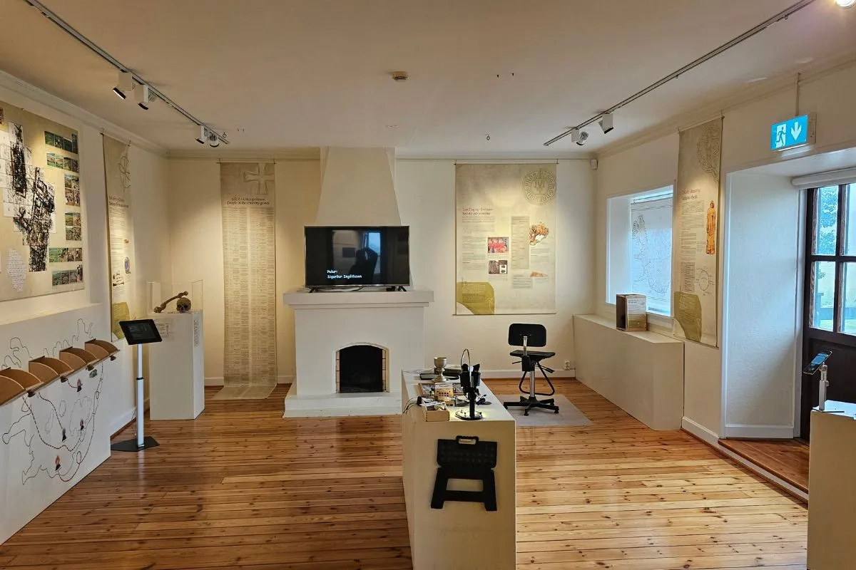 Exhibition room at Skriðuklaustur Culture & History Center.
