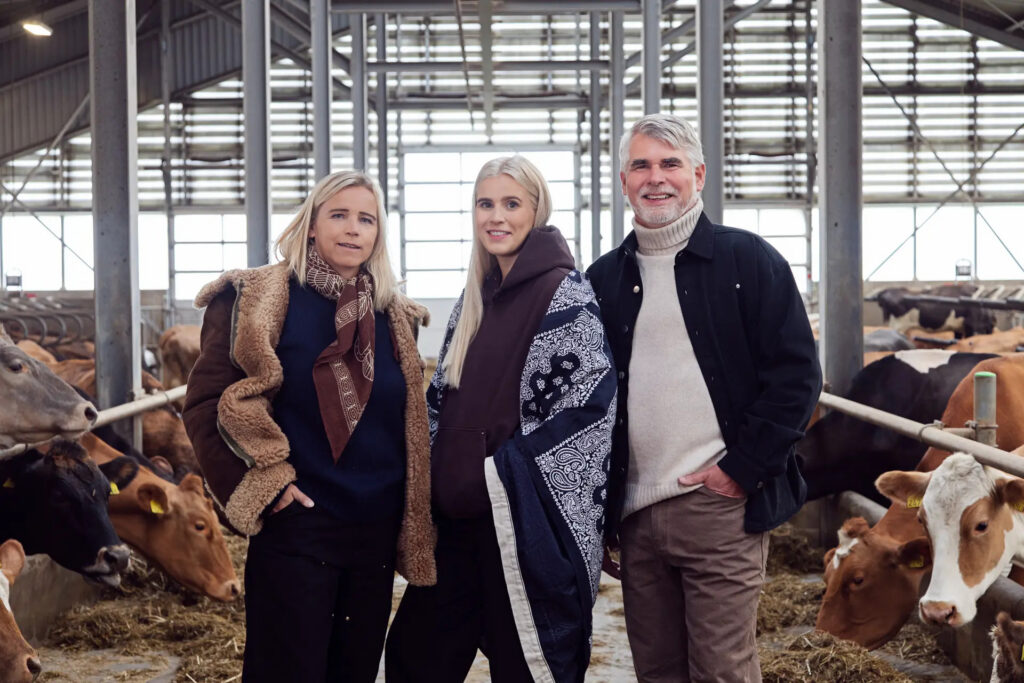 Arnar and Berglind family at Hreppamjólk dairy farm in South Iceland.