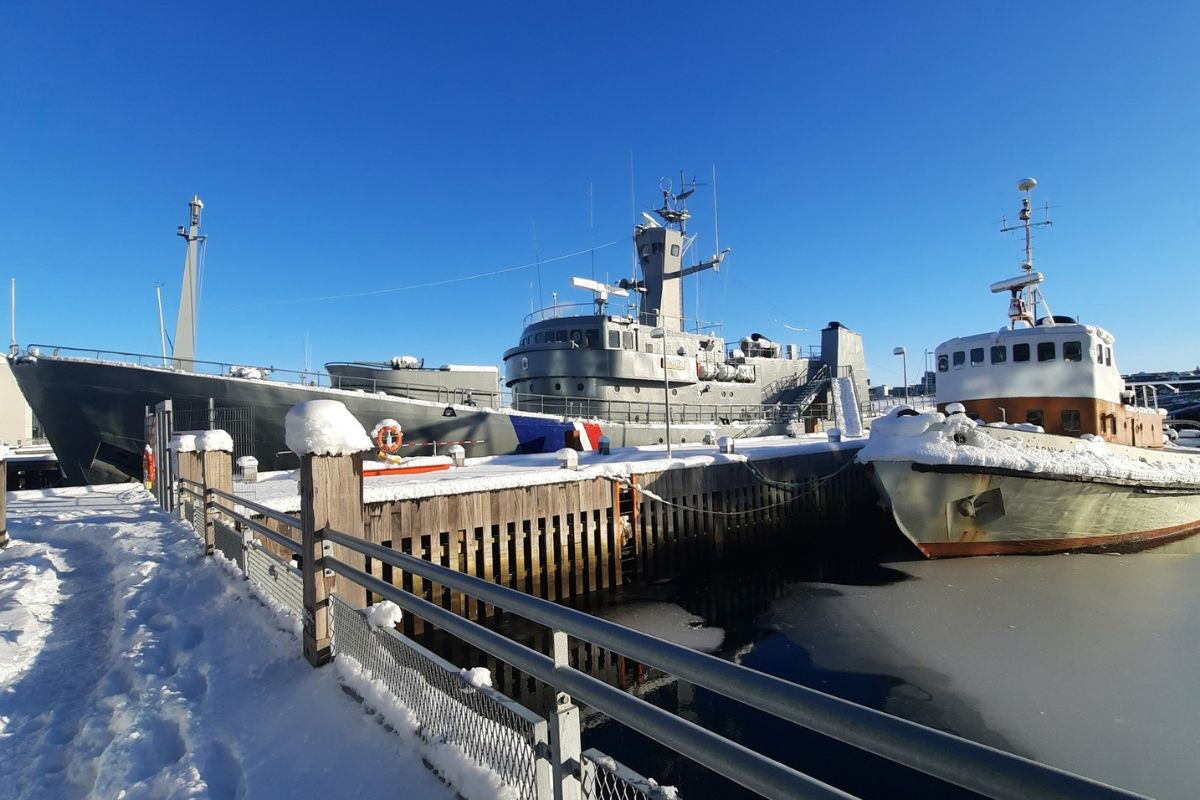 Museum ships on display at the Reykjavik Maritime Museum in the Old Harbour.