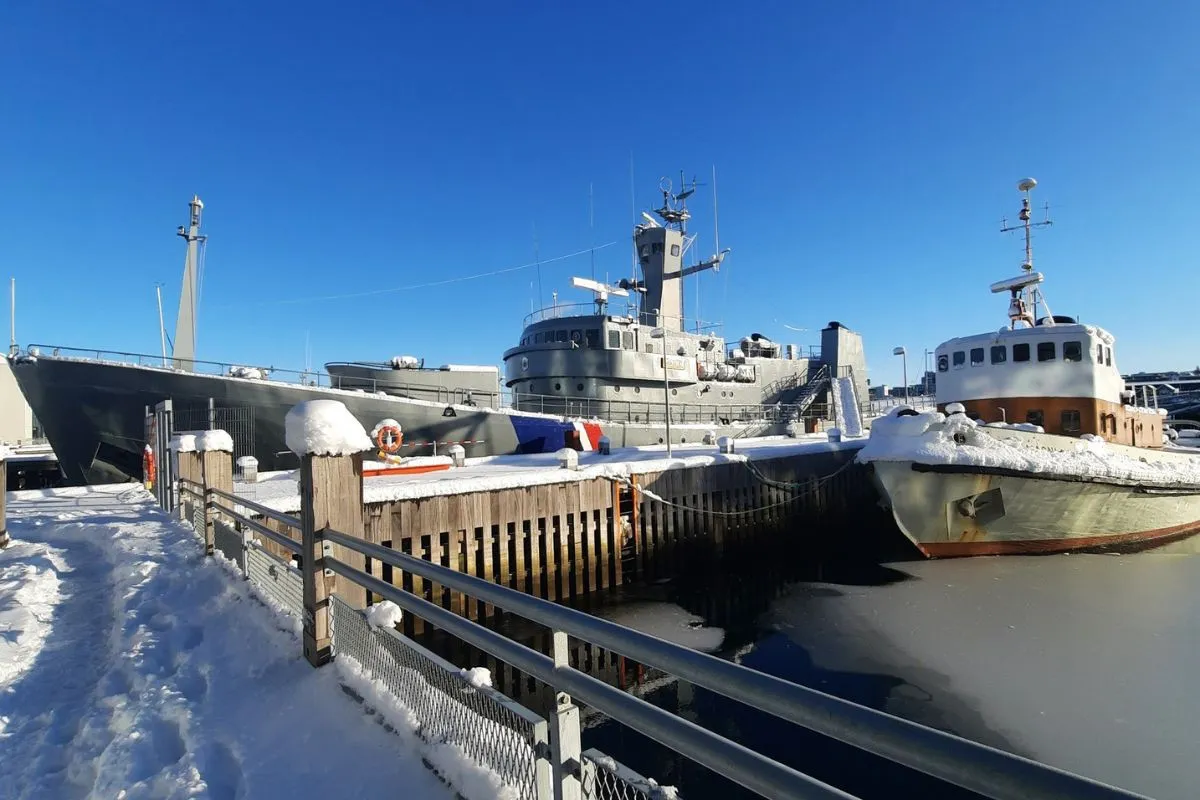 Museum ships on display at the Reykjavik Maritime Museum in the Old Harbour.