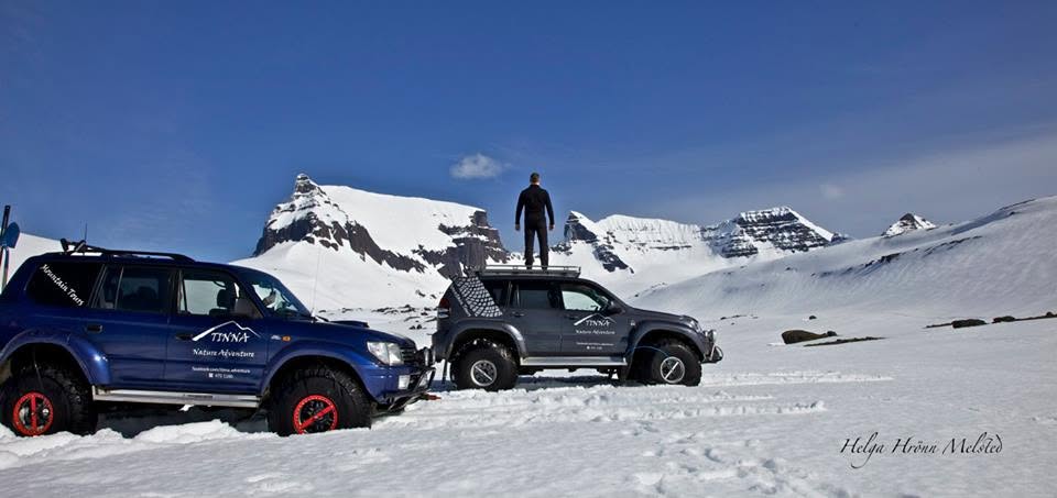 Tinna Adventure super jeep in a snow-covered mountain landscape in Iceland.