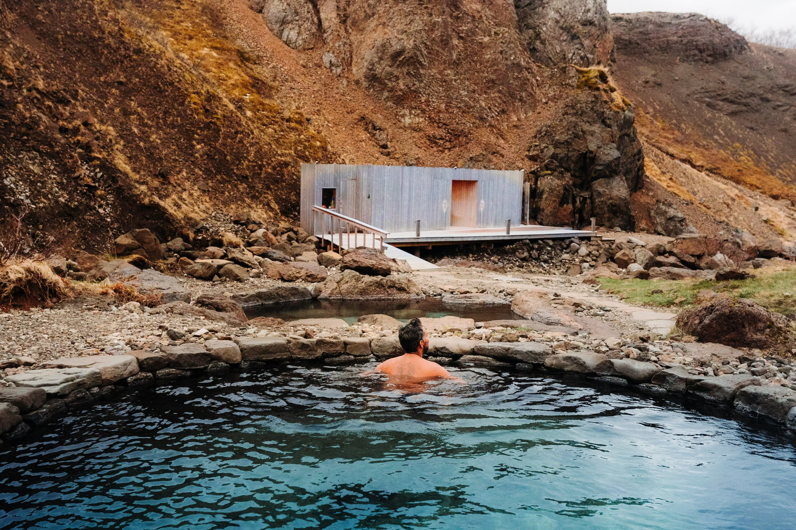 Geothermal hot springs at Húsafell Canyon Baths in West Iceland, recommended by Handpicked Iceland.