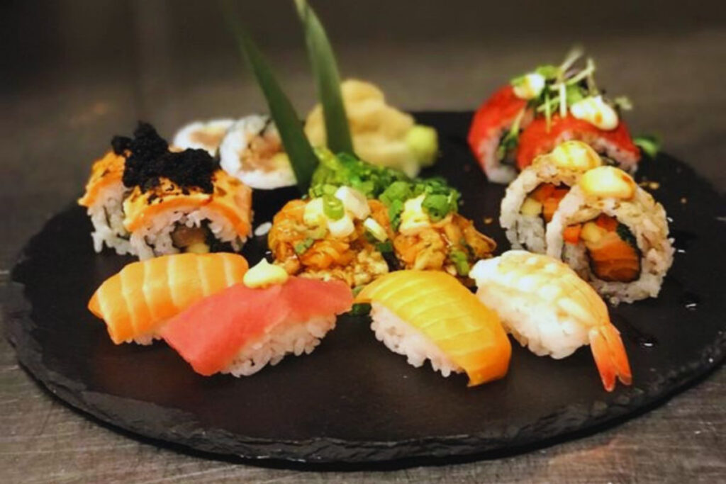 Assorted sushi platter with nigiri and rolls at Rub23 restaurant in Akureyri, recommended by Handpicked Iceland.